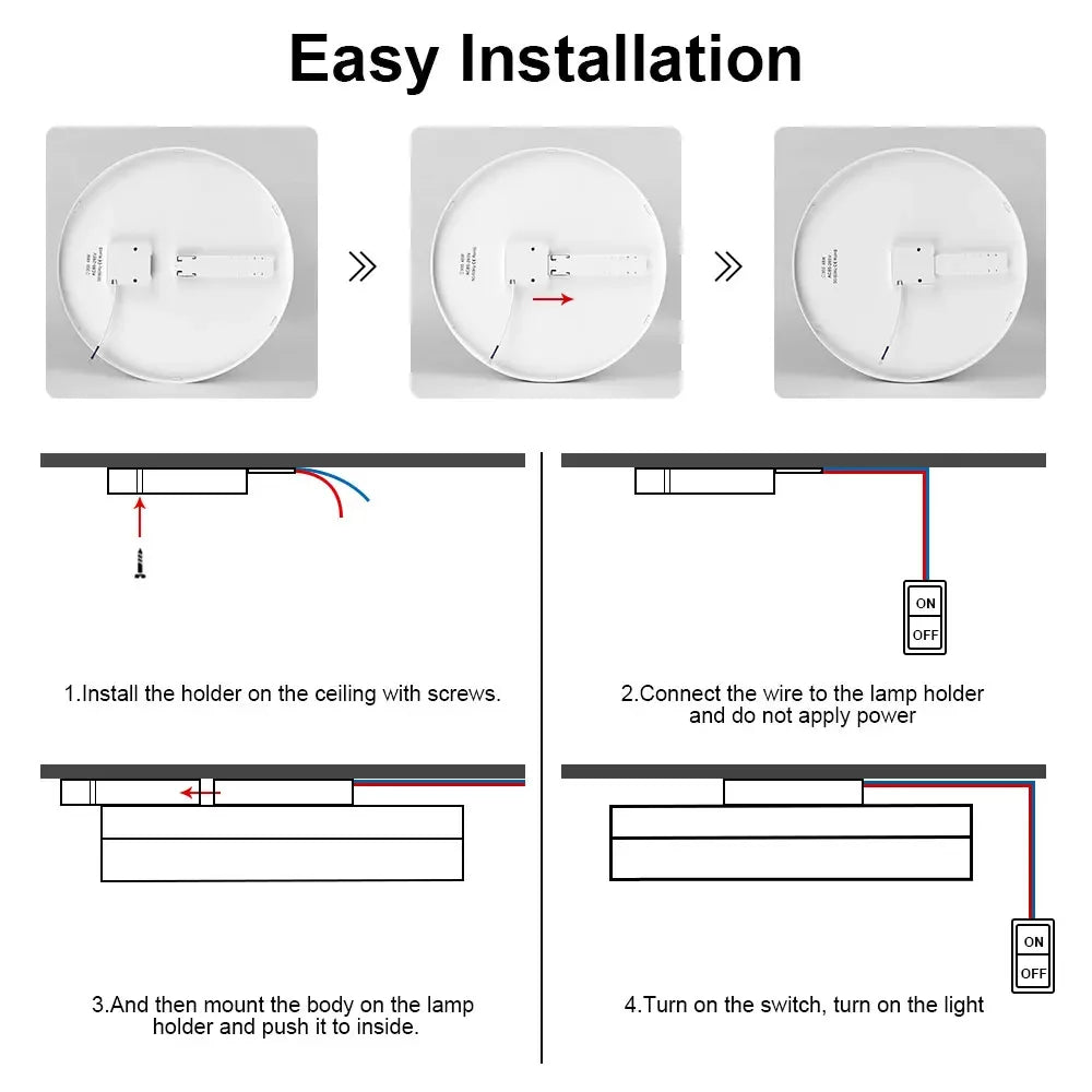 RUNTOIN Ultra-Thin LED Ceiling Light 18–48W | Round & Square Panel