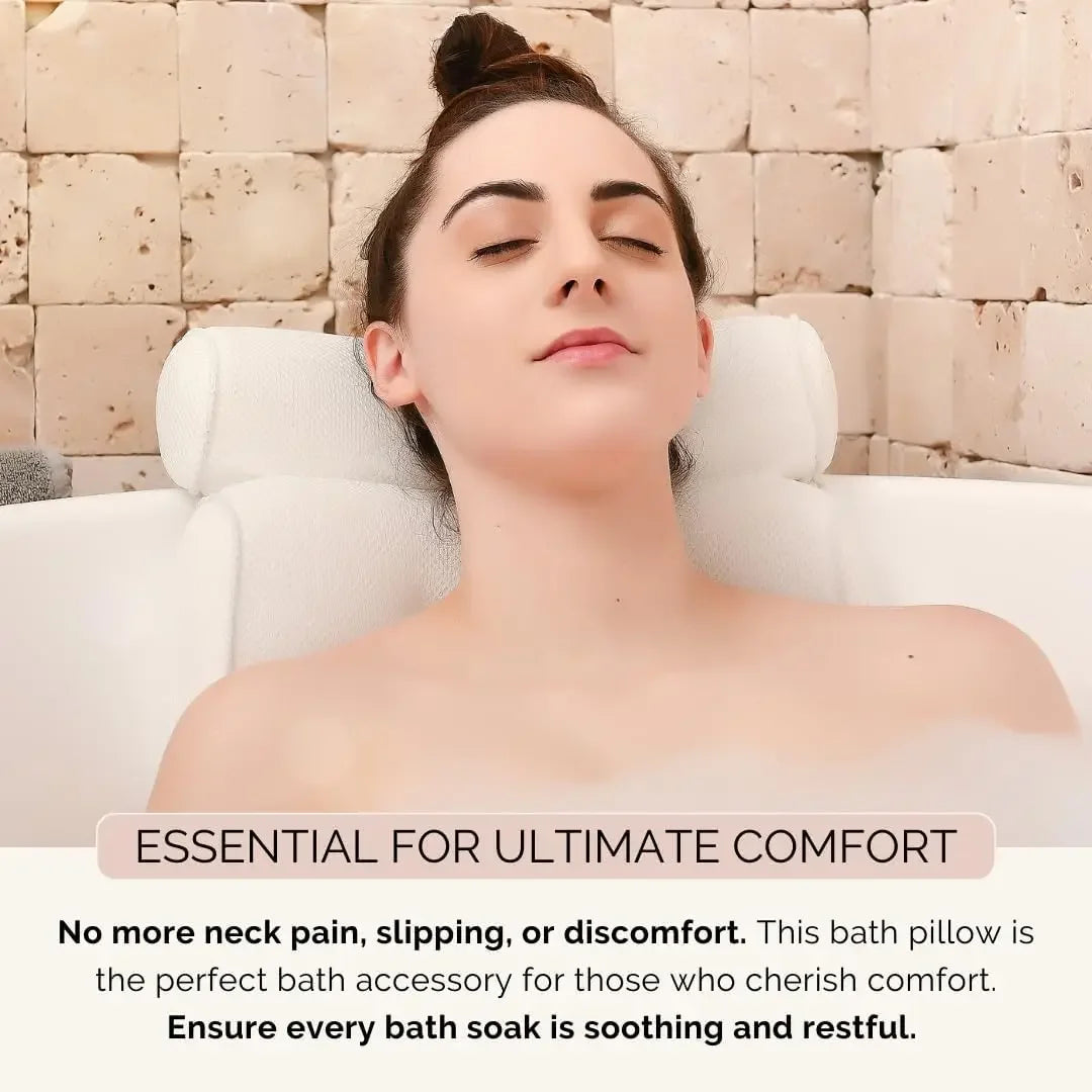 Neck and Shoulder Support Bathtub Pillow - Luxe Spa Bath Cushion for Relaxation, Ideal Gift for Women Peaceful Pleasures Health and Wellness