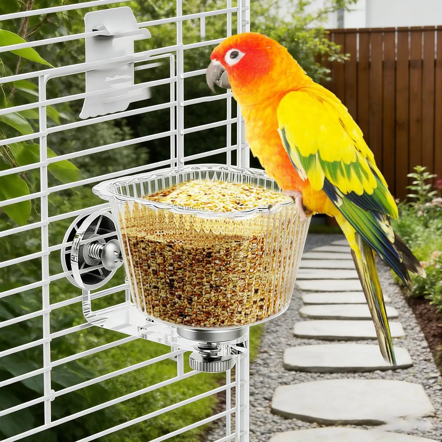 Clear Anti-Tip Bird Feeder Cage Bowl | Parakeet Cockatiel