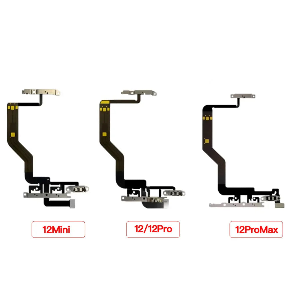 Power Volume Mute Flex Cable for iPhone 12 Mini Pro Max + Bracket