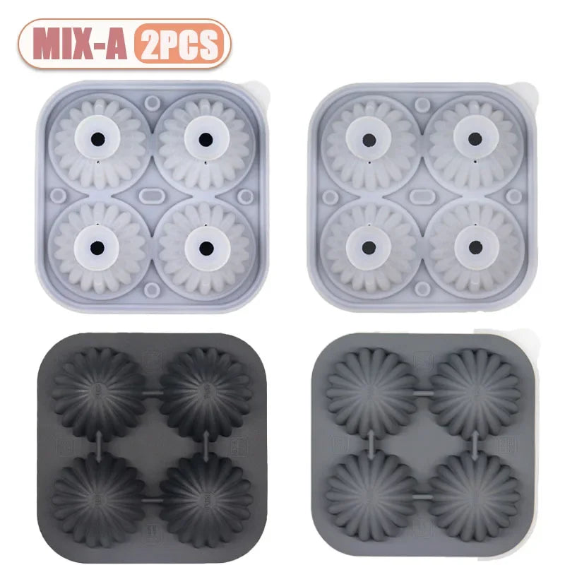 Cactus Ice Ball Mold – 4-Grid Silicone Sphere Ice Cube Tray