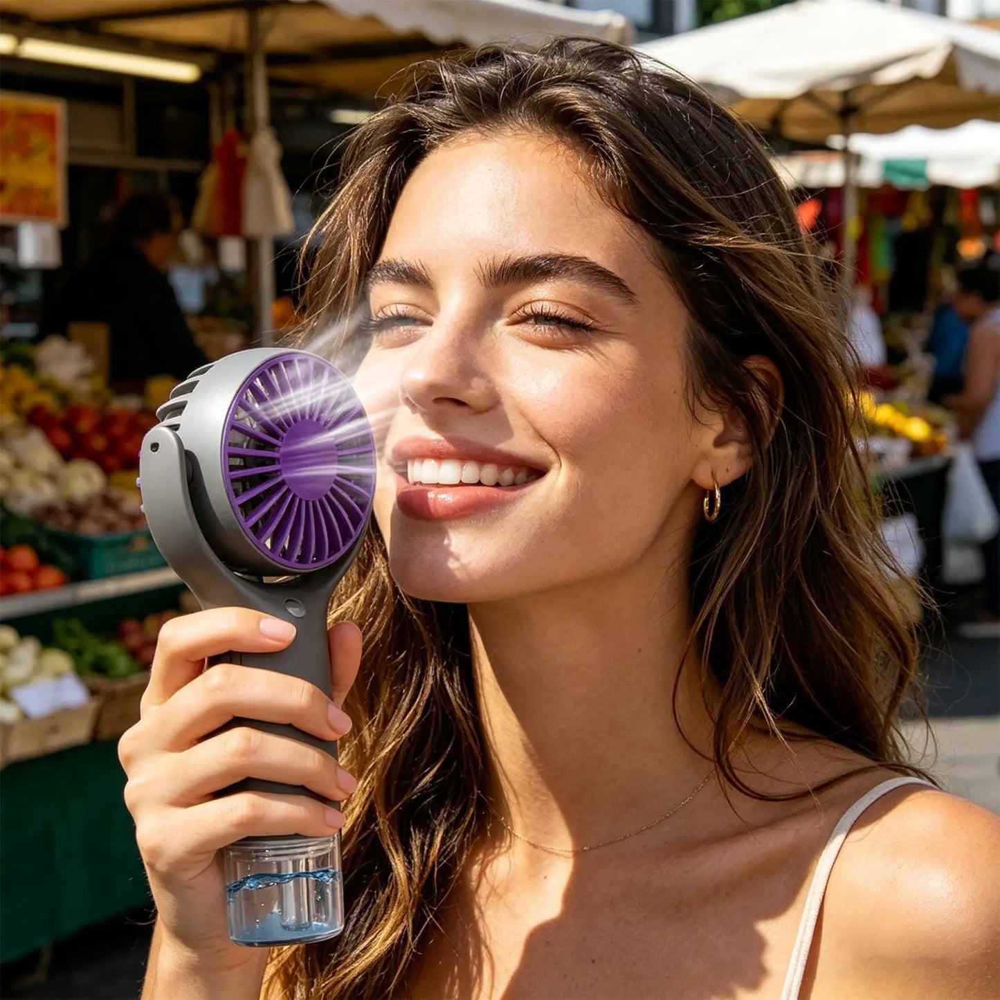 Portable Handheld Mist Fan – USB Rechargeable 3-Speed Cooling