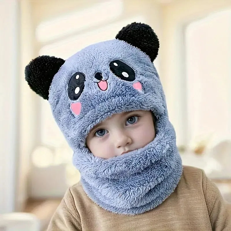 Kids Bear-Ear Hooded Hat & Scarf Set | Warm Winter Knit
