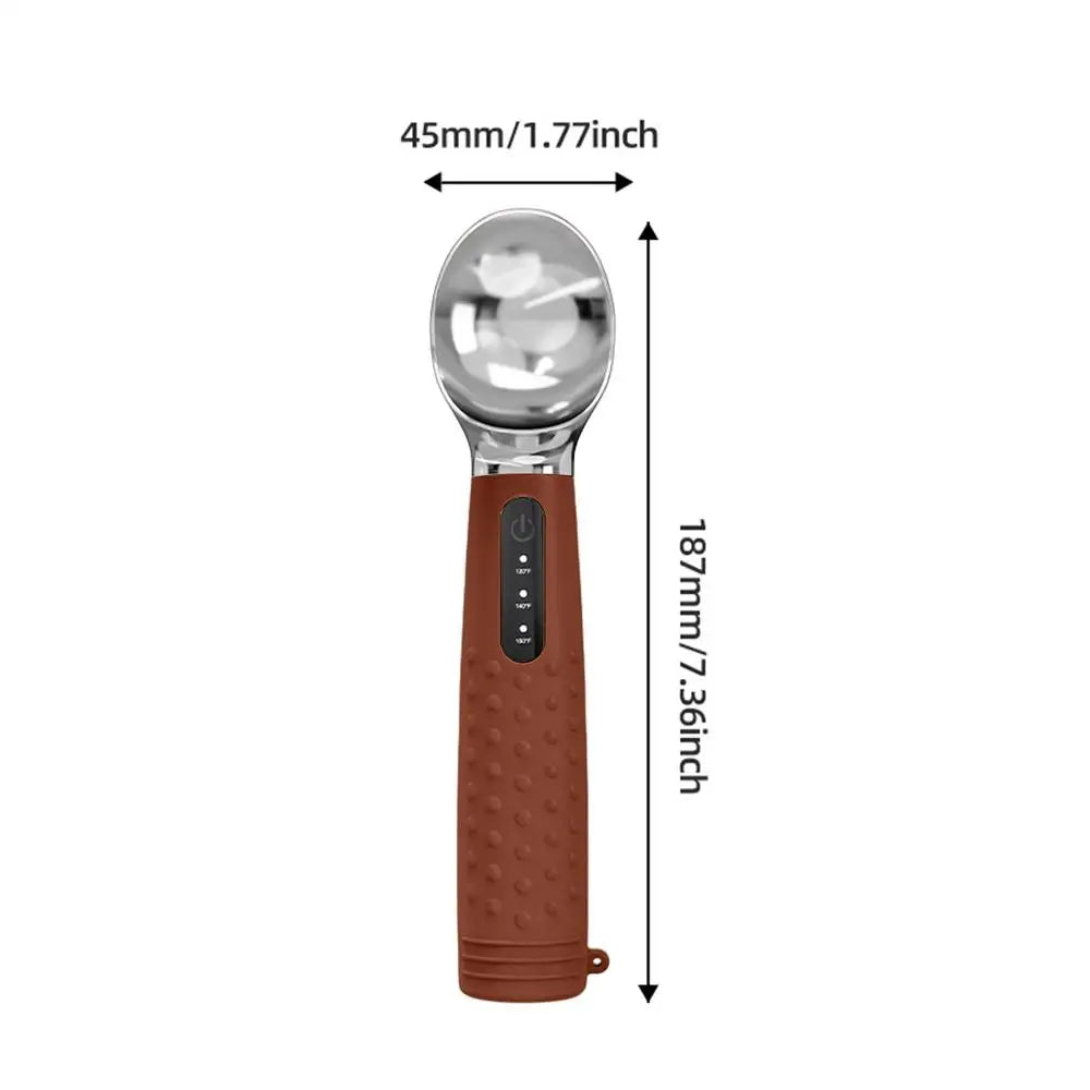 Ice Cream Scooper Heating Rechargeable Kitchen Gadget Ice Cream Scoop Heated For Home Dorm Kitchens Parties Buffets Cupcakes Peaceful Pleasures Health and Wellness China Mainland Brown