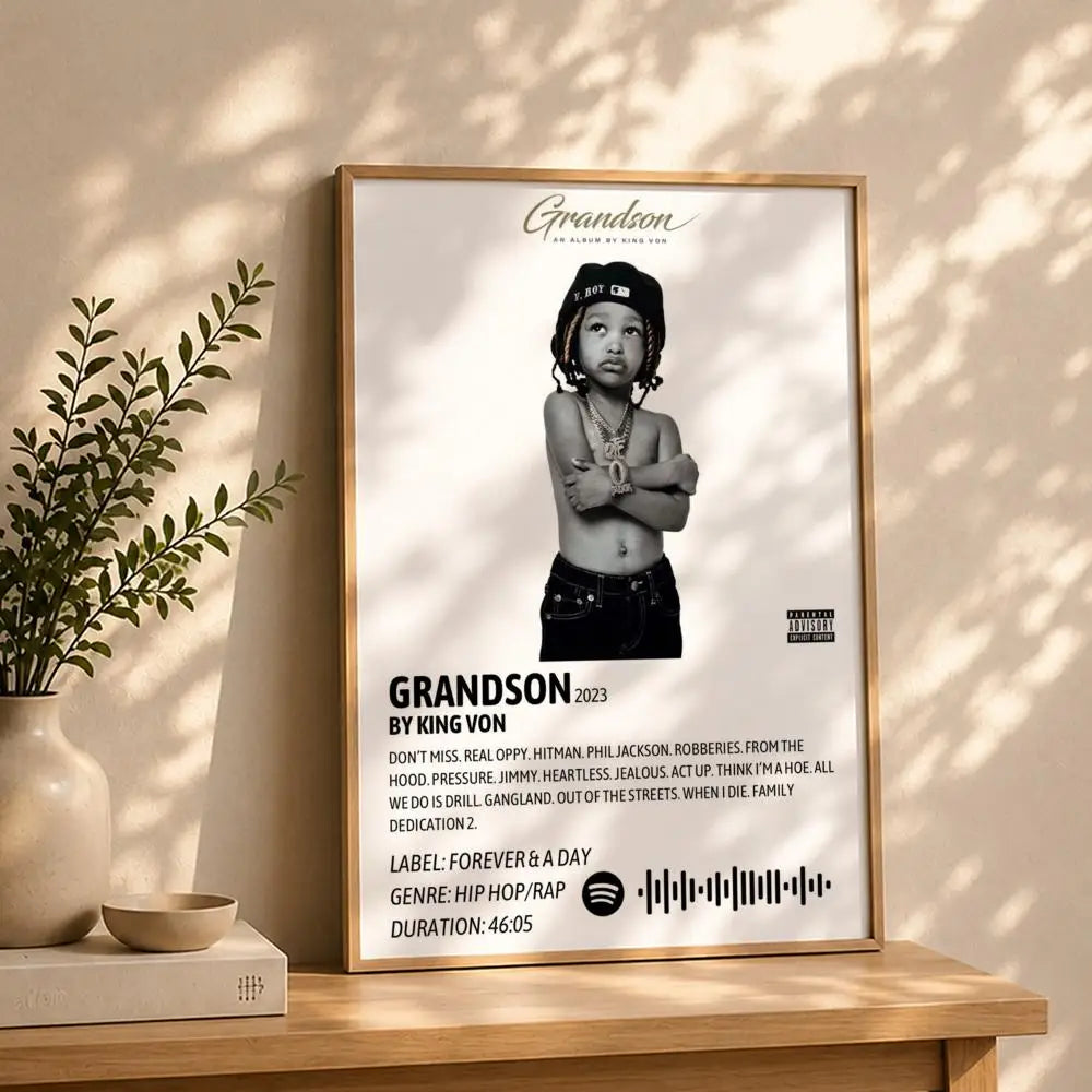 Rapper K-King VonS Poster HD Self Adhesive Waterproof Wall Art Ideal for Home Office Dorm Bedroom Great Gift Peaceful Pleasures Health and Wellness White12 50X70cmNoframe
