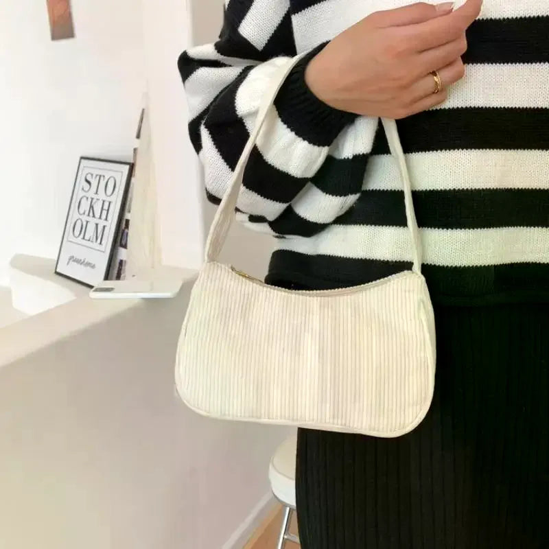 Women's Corduroy Underarm Bag | Small Square Shoulder Bag
