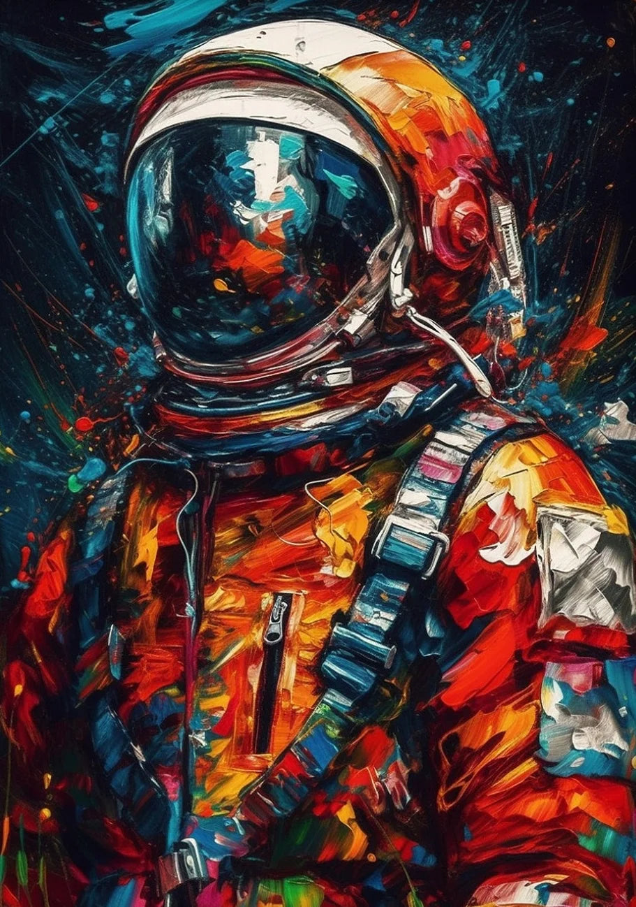 Astronaut Canvas Wall Art | Modern Sci-Fi Space Poster Print Canvas Wall Art Peaceful Pleasures Health and Wellness