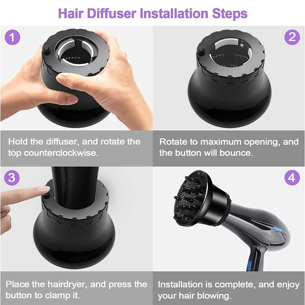 Barbershop Universal Hair Diffuser Cover Barber Curling Hair Dryercover with Rotatable Design Salon Household Curly Styling Tool Peaceful Pleasures Health and Wellness