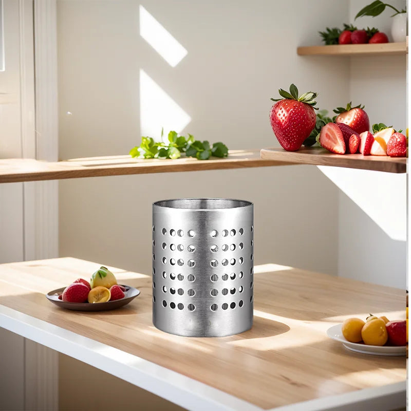 Small Stainless Steel Utensil Holder, Silverware Utensil Drying Rack, Utility Sturdy Home Kitchen Daily Use Utensil Drainer for Peaceful Pleasures Health and Wellness