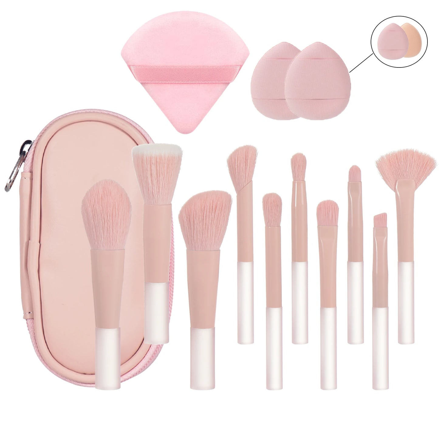 10-Piece Pink Mini Travel Makeup Brush Set | Professional Tools
