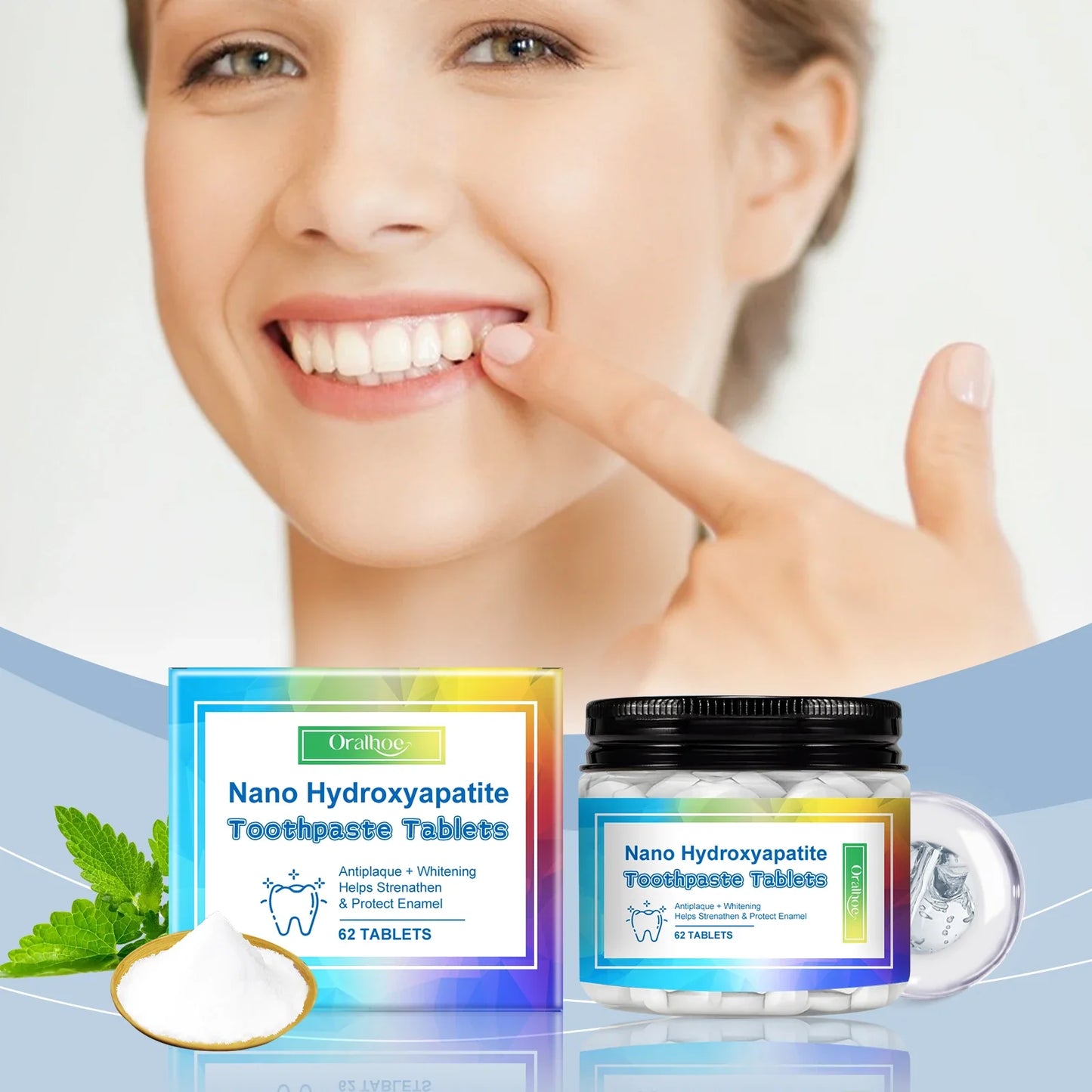 Oralhoe Mint Toothpaste Tablets 62 Pack – Fresh Breath & Stains