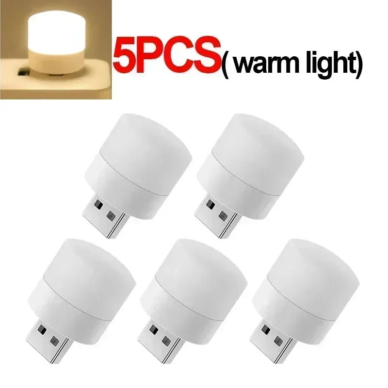 LED Table Lamp Lights Room Plug Usb Light Night Mini Book Reading Decorating Items Warm White Eye Protections Wholesale Bedroom Peaceful Pleasures Health and Wellness 5PCS-Warm