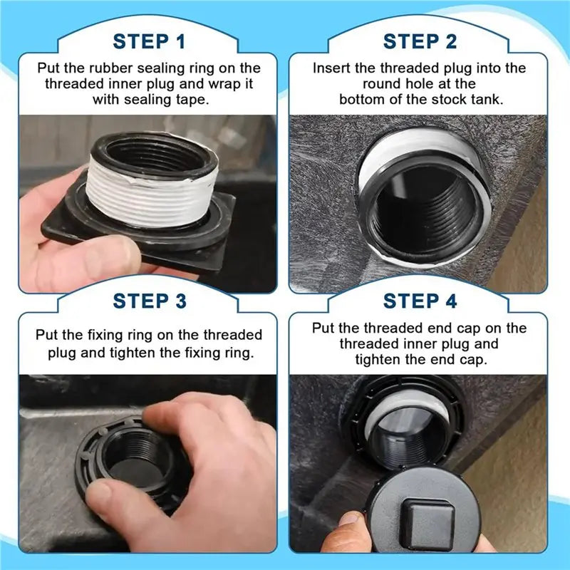 A36T-2X Stock Tank Drain Plug Kit Stock Tank Drain 50/70/100/150/300 Gallon Stock Tank Float Valve Drain Replacement Peaceful Pleasures Health and Wellness