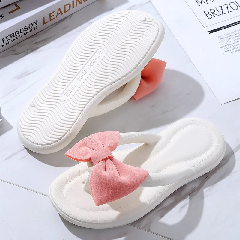 Women's Bowtie Cloud Slippers | Soft EVA Flat Sandals & Slides