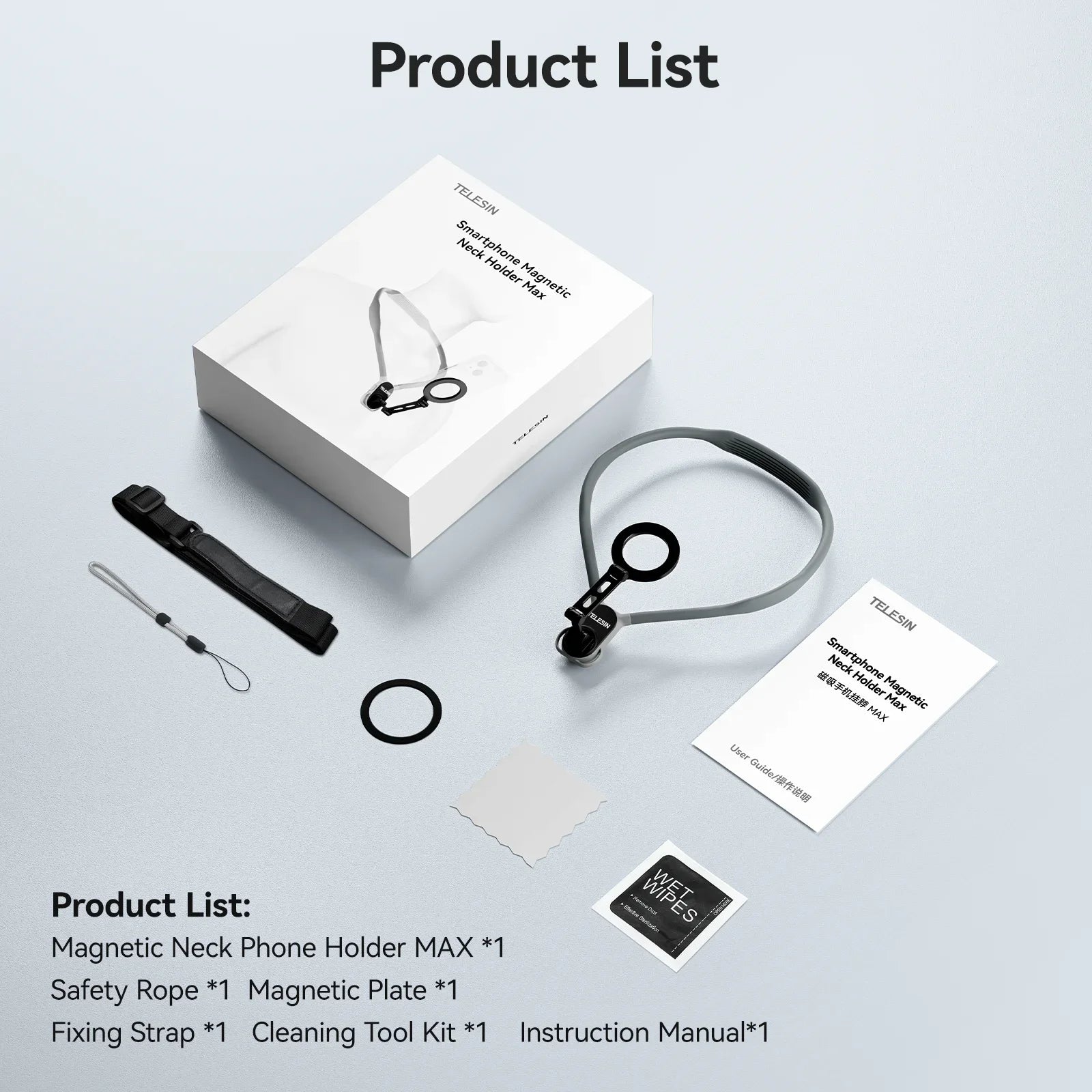 TELESIN Silicone Magnetic Neck Mount Quick Release Hold for Iphone 11 12 13 14 15 for HUAWEI XIAOMI Sumsung Phone Accessories Peaceful Pleasures Health and Wellness Gray