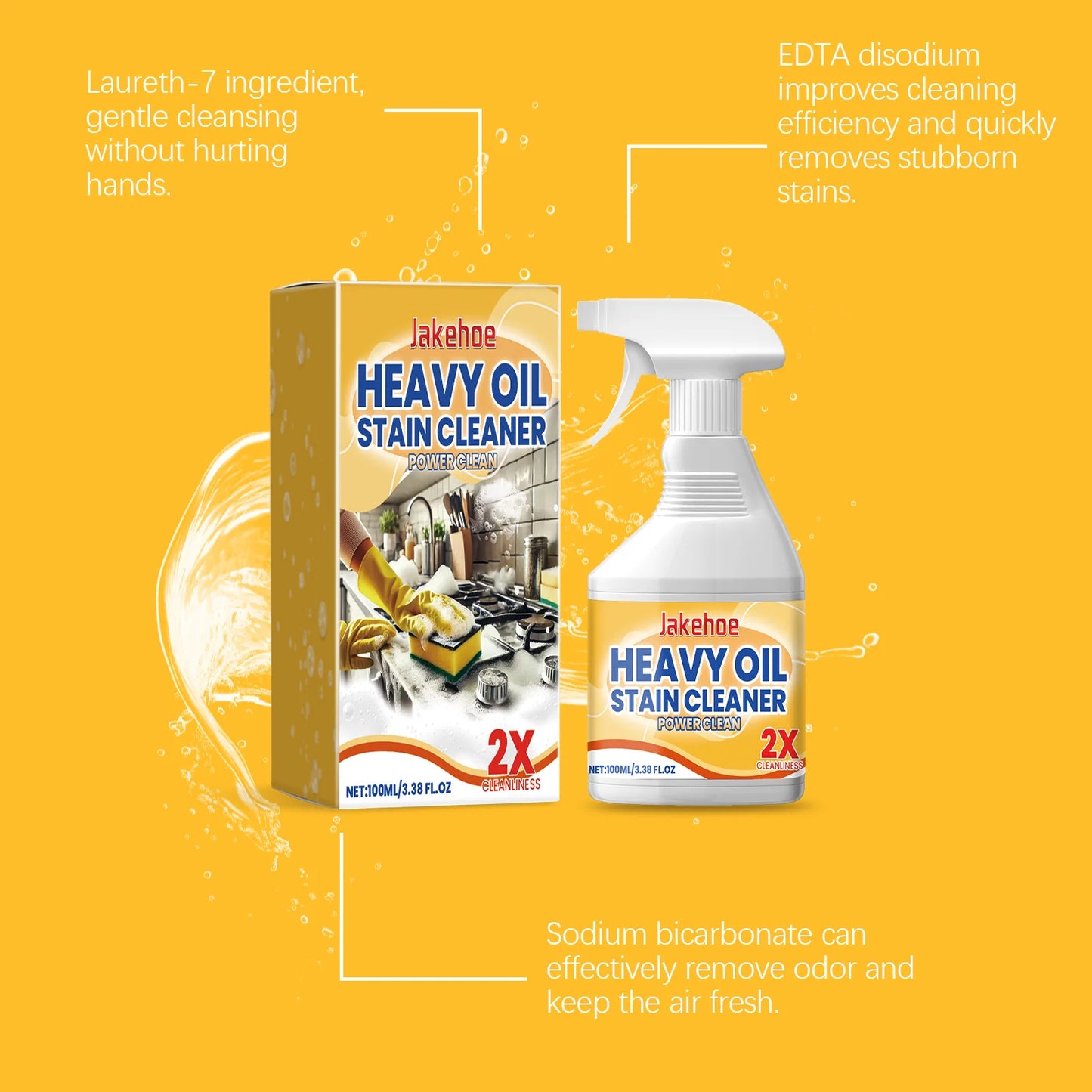 JAKEHOE 100ml Heavy Duty Kitchen Degreaser & Oil Remover