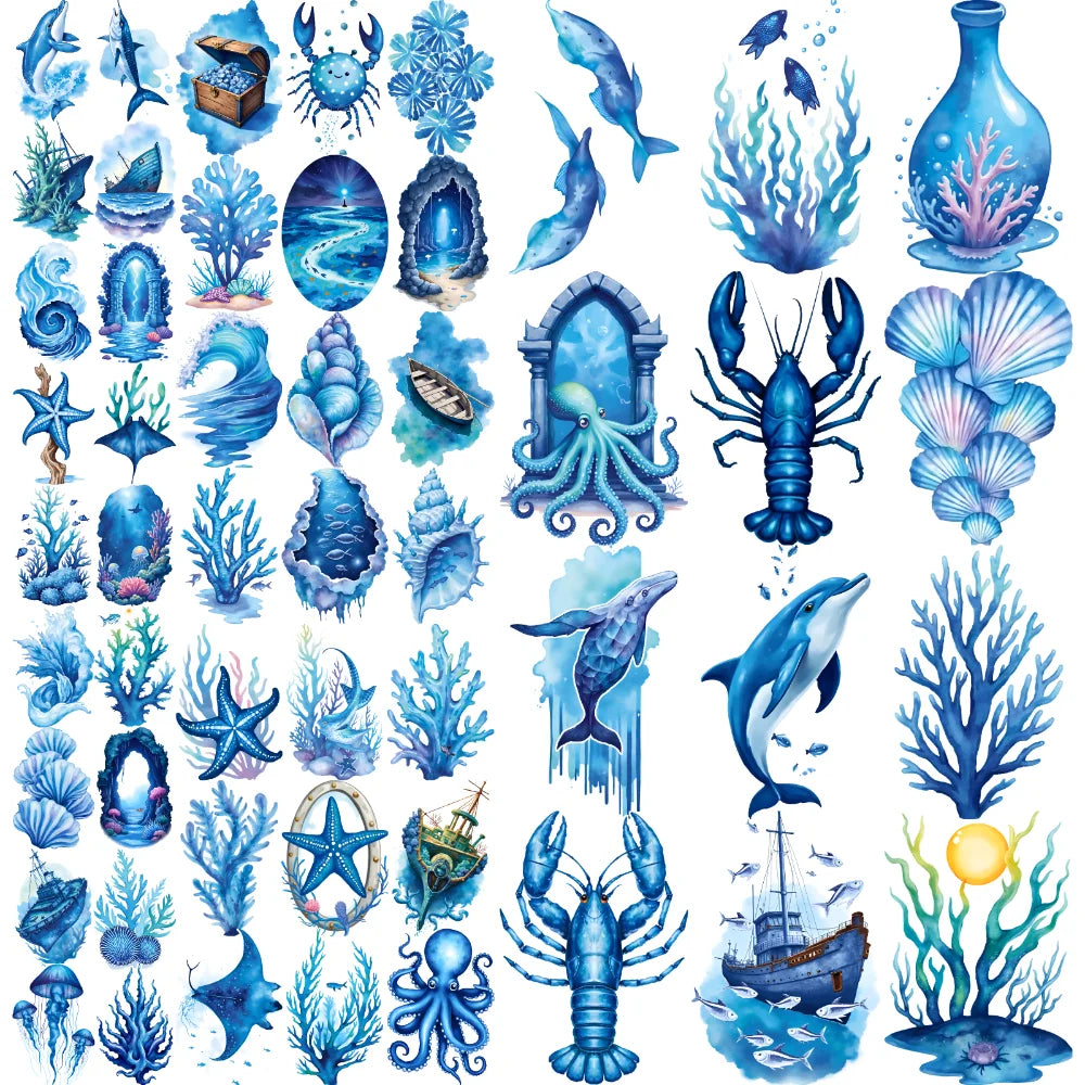 63-Piece Sea Creature Temporary Tattoos – Waterproof Stickers