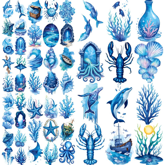 63-Piece Sea Creature Temporary Tattoos – Waterproof Stickers Temporary Tattoo Set Oasis Select