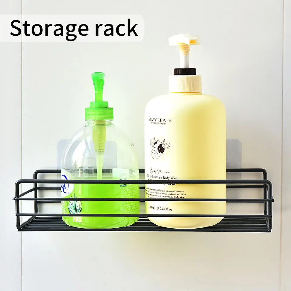No-Drill Metal Wall Shelf | Bathroom & Kitchen Organizer