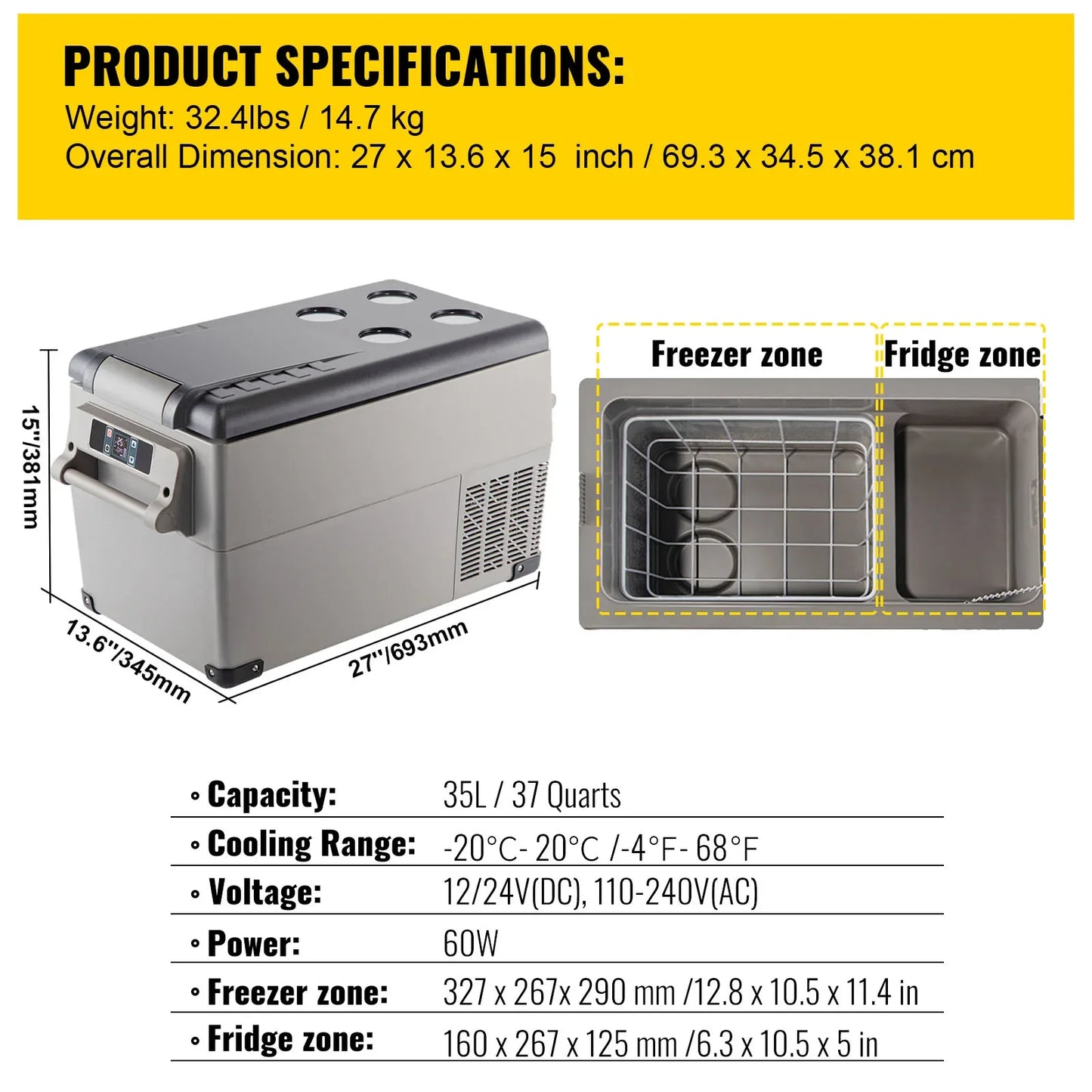 SucceBuy Car Refrigerator Mini Fridge Freezer