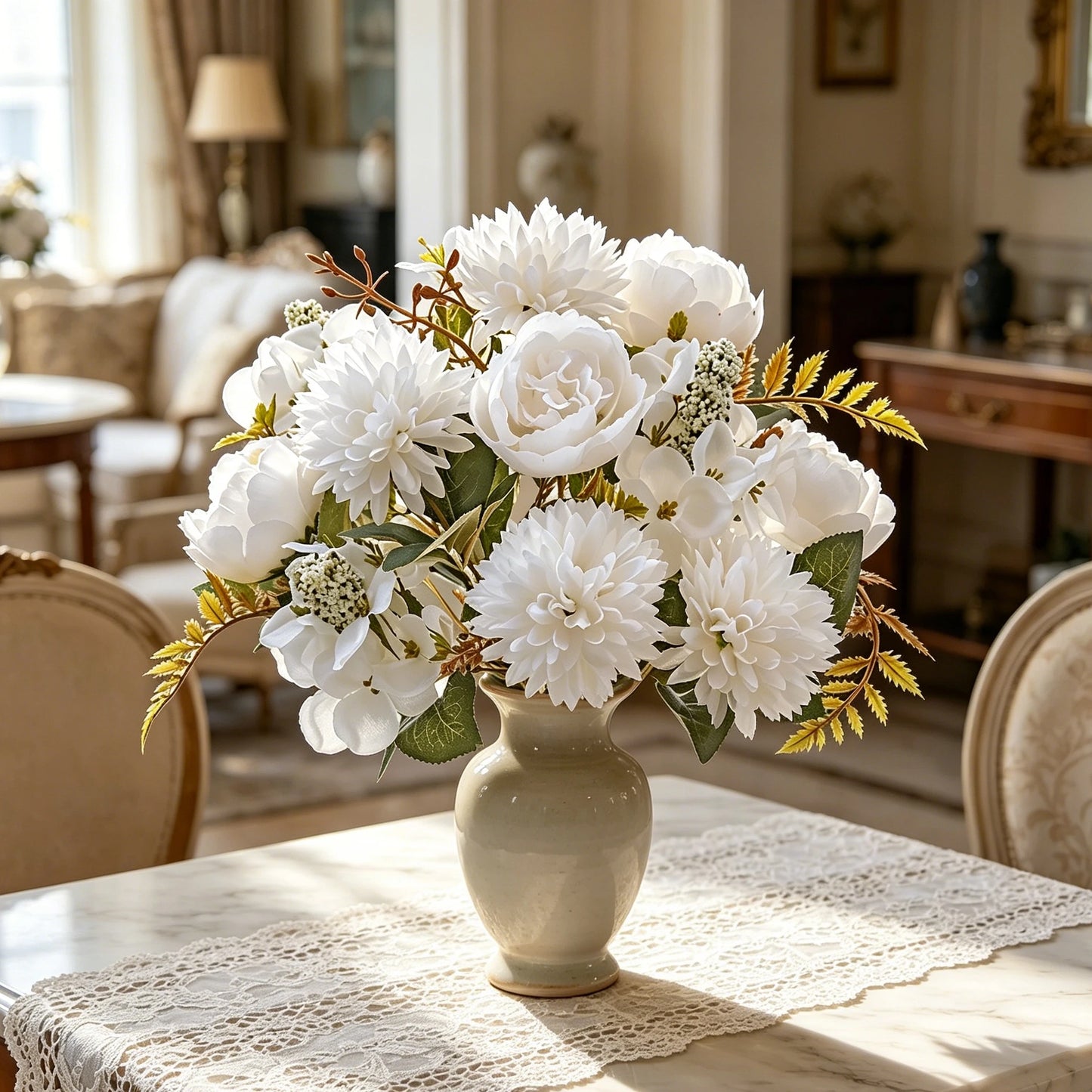 Silk Artificial Ball Chrysanthemum Rose Flowers | Wedding & Home Décor