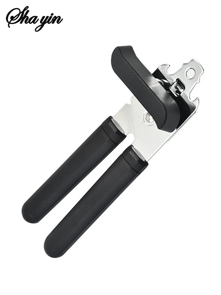 Stainless Steel Multifunctional Professional Can Manual Can Opener Craft Beer Grip Can Opener Bottle Opener Kitchen Gadgets Peaceful Pleasures Health and Wellness black