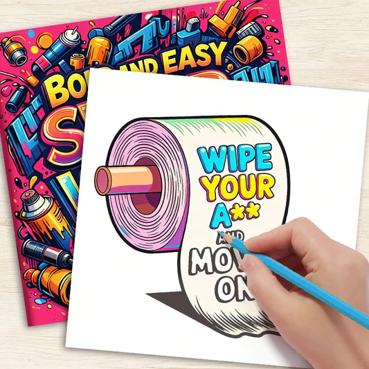 Adult Stress-relief Swear-word Coloring Book Fun Doodle Thick Lines Peaceful Pleasures Health and Wellness