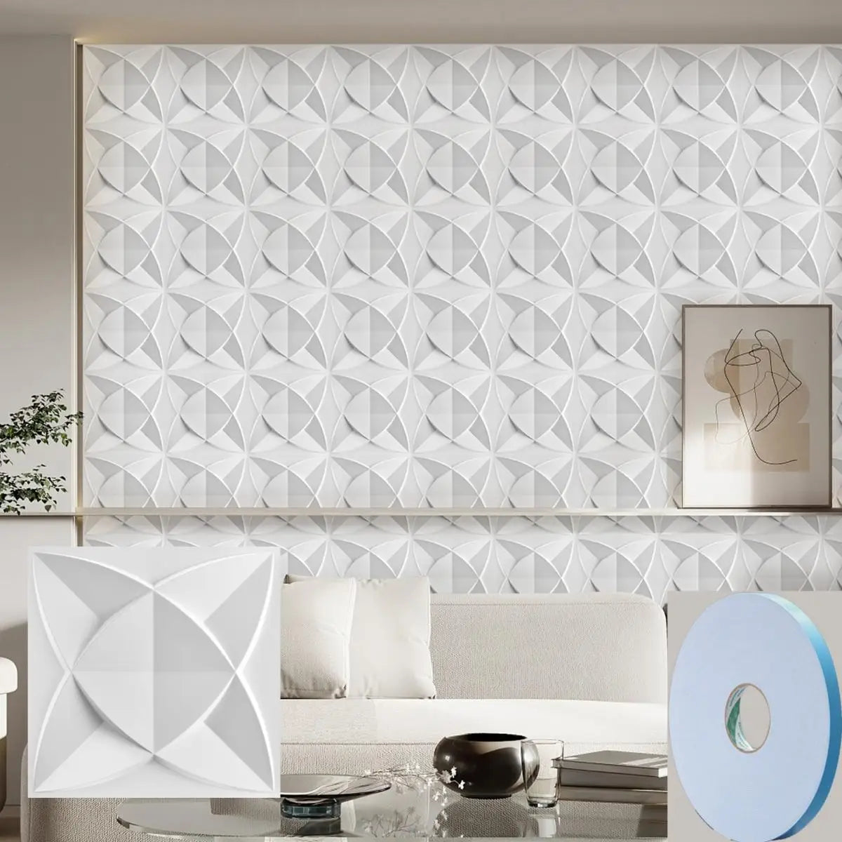 3D Wall Panels for Interior Wall Decor, Modern Diamond Textured Accent Wall Paneling for Gaming Living Room TV Wall Background Peaceful Pleasures Health and Wellness