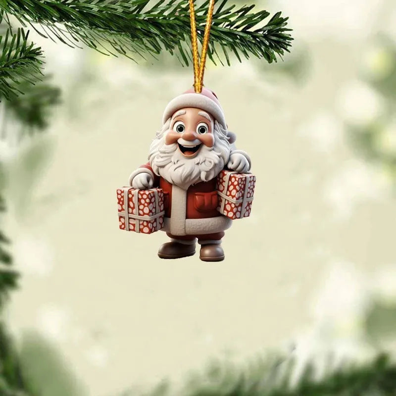 2D Santa Claus Acrylic Christmas Tree Hanging Ornament | 8cm