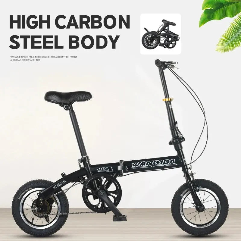 Folding Mountain Bike 12" | Unisex Off-Road Steel Frame Bicycle