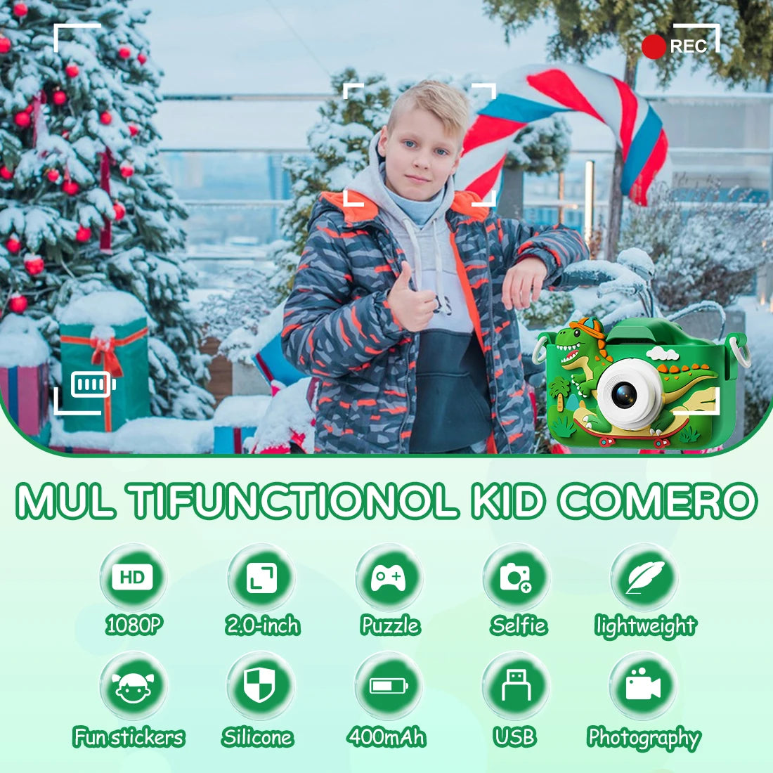 Dinosaur Themed Kids Digital Camera 1080P HD Mini Camera Toy for Vlogging And Photography Perfect Christmas Or Birthday Gift Peaceful Pleasures Health and Wellness