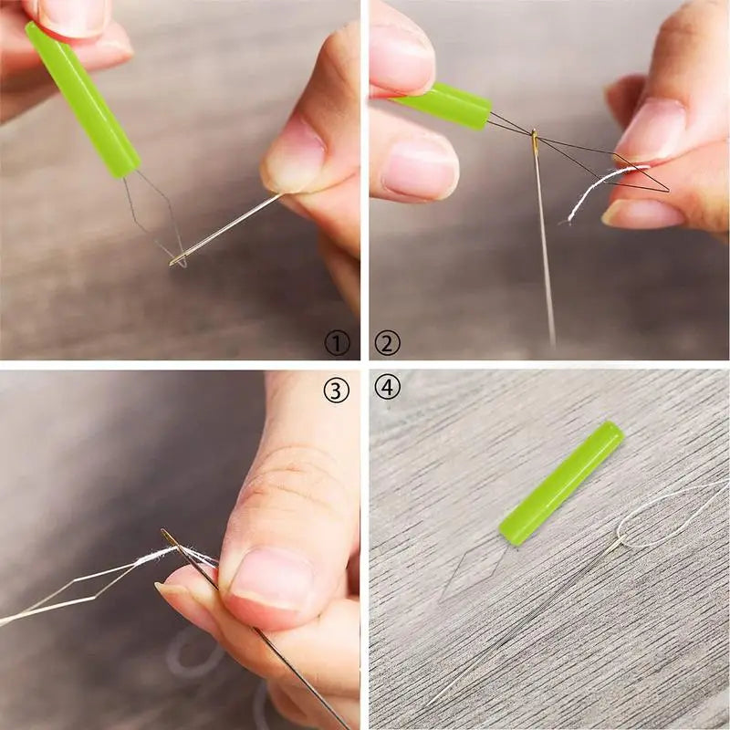3PCS Needle Threader with Cover Automatic Small Threader Tool Plastic Needle Changer Portable Sewing handmade Accessories Peaceful Pleasures Health and Wellness