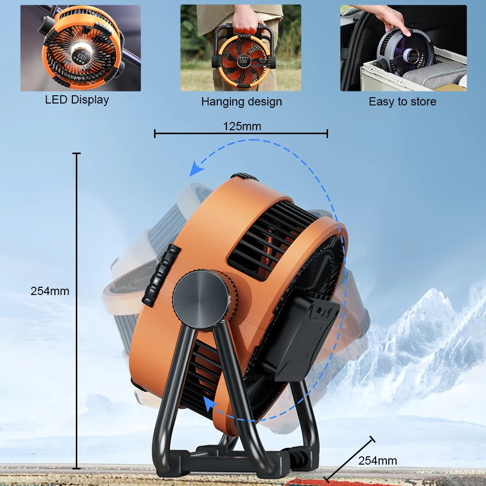 20000mAh Outdoor Camping Fan Wireless Tent Ceiling Fan 4 Speed Adjustment Air Circulation Desk Fan with LED Light Remote Control Peaceful Pleasures Health and Wellness