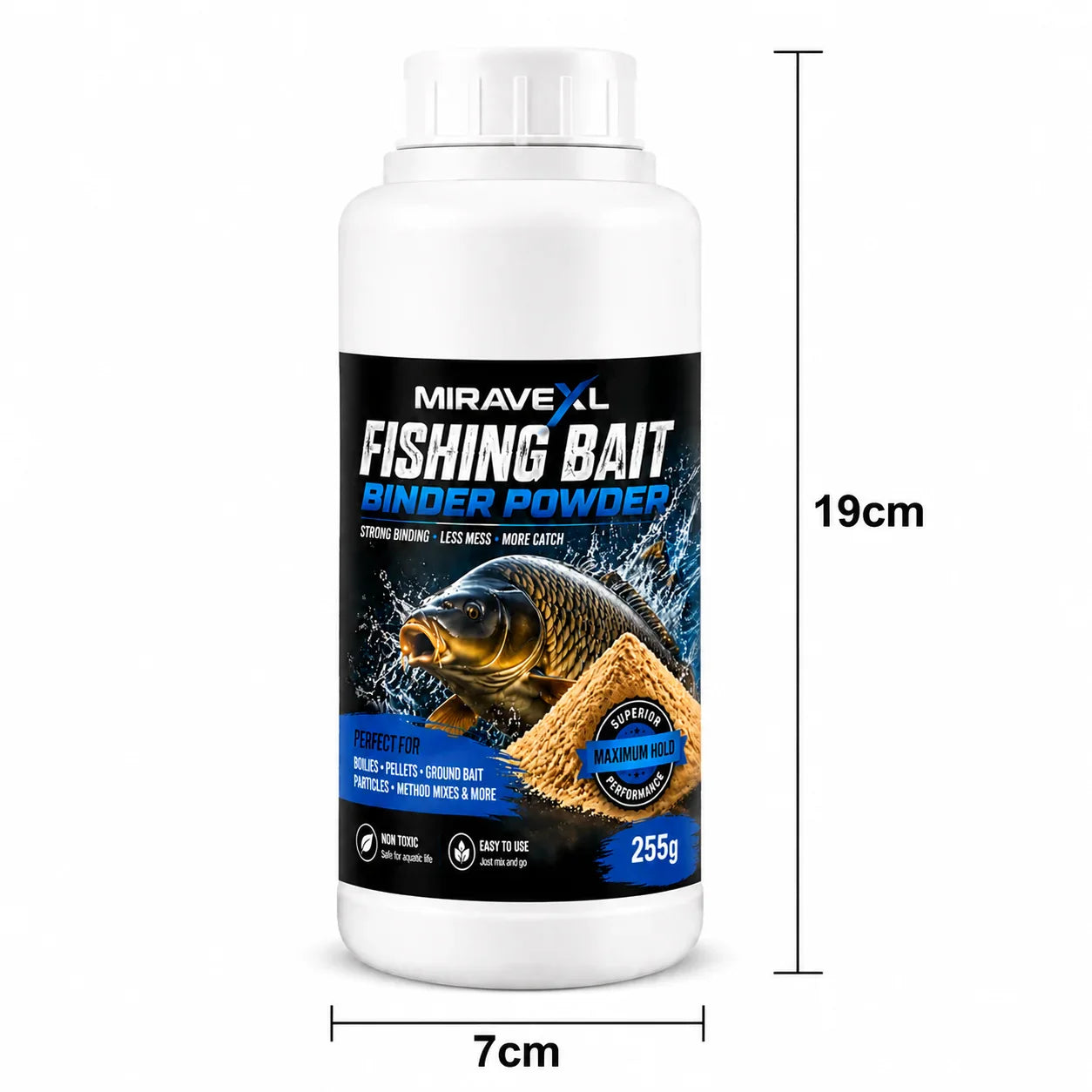 MIRAVEXL Fishing Bait Binder Powder 255g – Boilies & Pellets