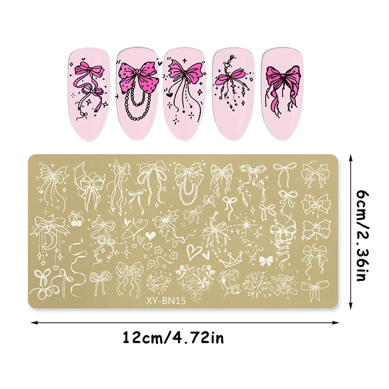 Nail Stamping Plates 12x6cm – Butterfly Flower Bowknot Designs