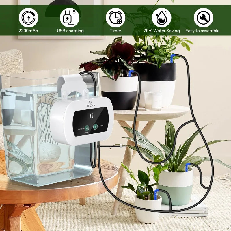 Indoor Automatic Drip Irrigation System – 10 Drip Tips & Timer