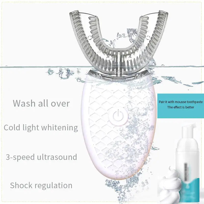Waterproof 360u type electric toothbrush for adults, ultrasonic nylon brush head, oral cleaning tool, USB charging Peaceful Pleasures Health and Wellness