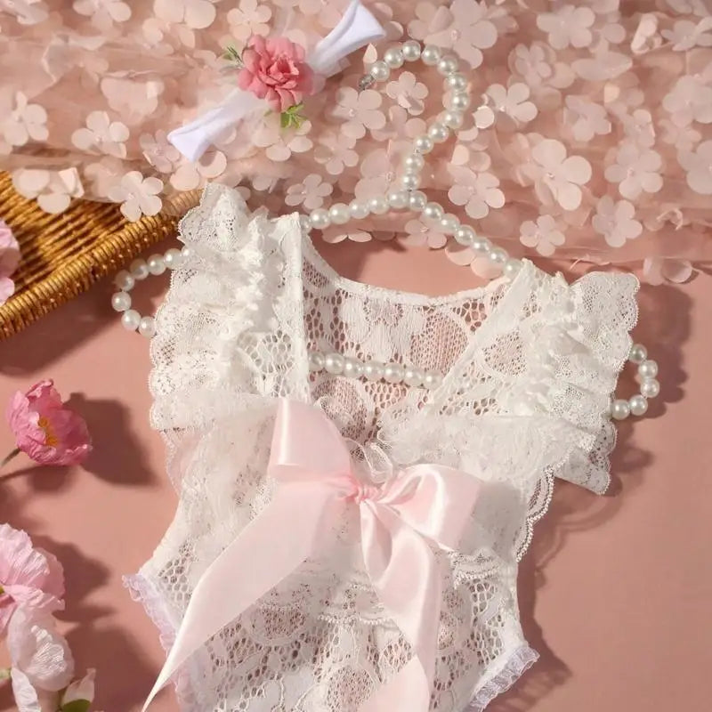 Newborn Lace Romper & Headband Set – Baby Photo Outfit