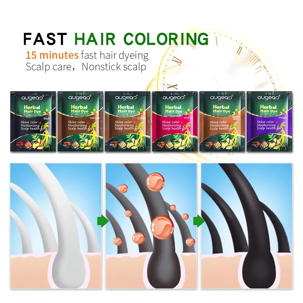 Natural Plant Hair Dye Shampoo – 6 Colors, Fast Gray Coverage, 30–500ml Peaceful Pleasures Health and Wellness