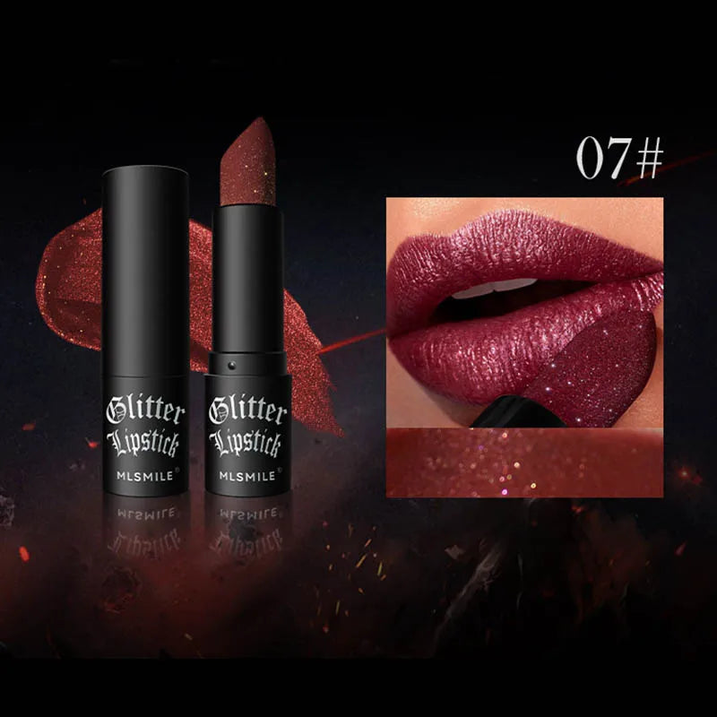 MLSMILE Glitter Lipstick | Waterproof Metallic Pearlescent 6 Colors