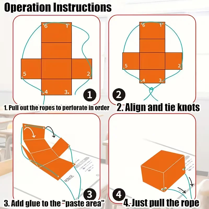Pull String 3D Geometry Learning Book Childrens DIY Solid Books
