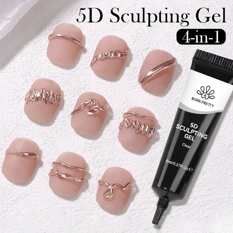 5D Nail Sculpting Gel with Solid Mirror Powder DIY Nail Embossing Gel for Painting Carving Nails 8ml Peaceful Pleasures Health and Wellness