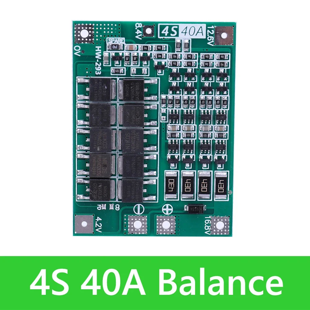 3S 4S 20A 40A 60A Li-ion Lithium Battery Charger Protection Board 18650 BMS Drill Motor 11.1V 12.6V/14.8V 16.8V Enhance/Balance Peaceful Pleasures Health and Wellness 4S 40A Balance