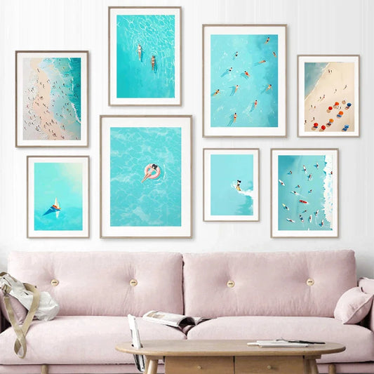 Ocean Wave Beach Canvas Wall Art | Nordic Landscape Poster Canvas Wall Art Peaceful Pleasures Health and Wellness