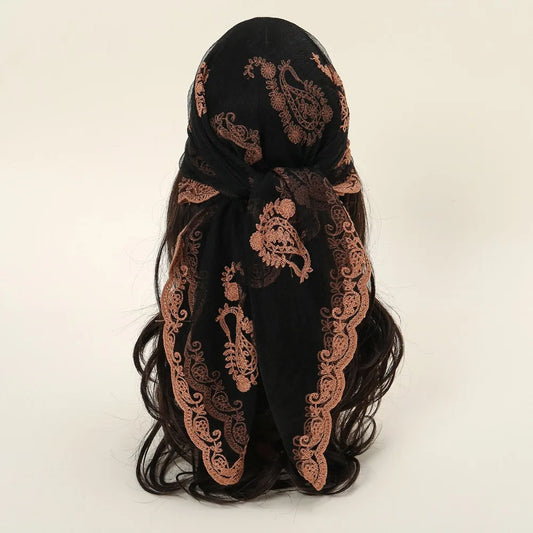Women's Floral Lace Square Scarf – Vintage Bandana Headband Lace Square Scarf Oasis Select