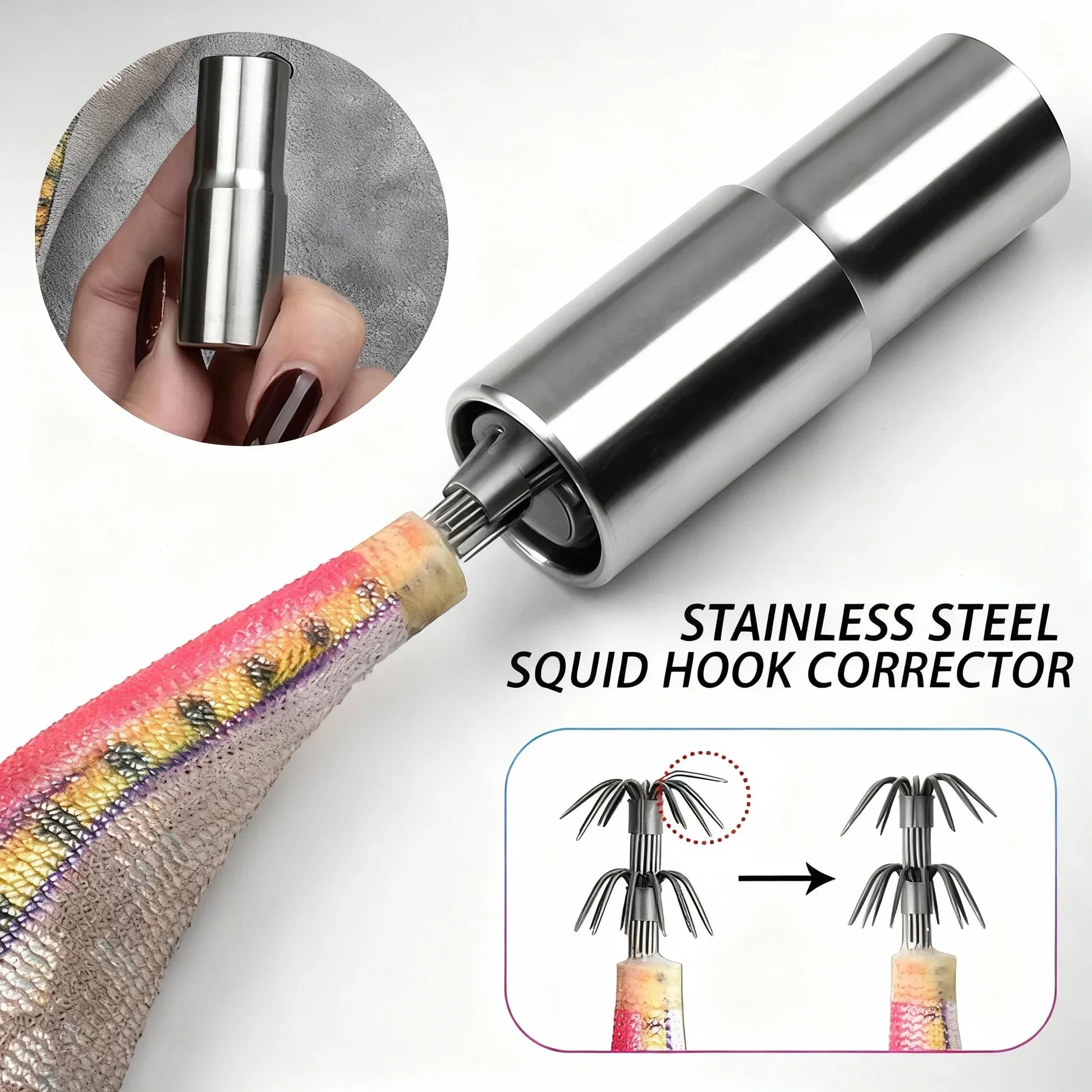 New Stainless Steel Squid Hook Corrector Octopus Hook Repair Tool Can Restore Deformed Fishhook Fishing Pesca Tackle Accessory Peaceful Pleasures Health and Wellness