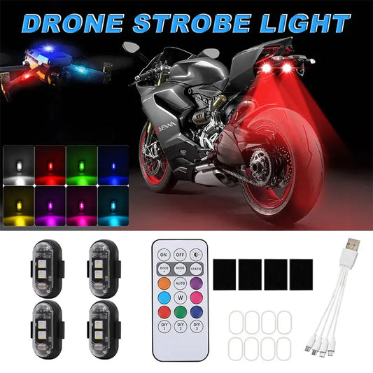 RGB LED Drone & Motorcycle Strobe Light | 8 Colors Remote USB LED Strobe Warning Light Oasis Select