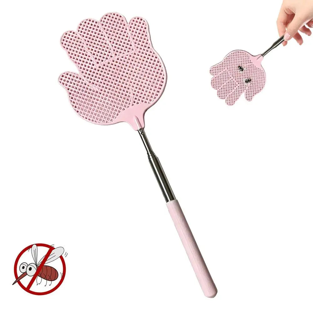 Adjustable Stainless Steel Telescopic Pole Fly Swatter Flexible Bug Swatters for Kitchen, Patio & Living Room Summer Peaceful Pleasures Health and Wellness C
