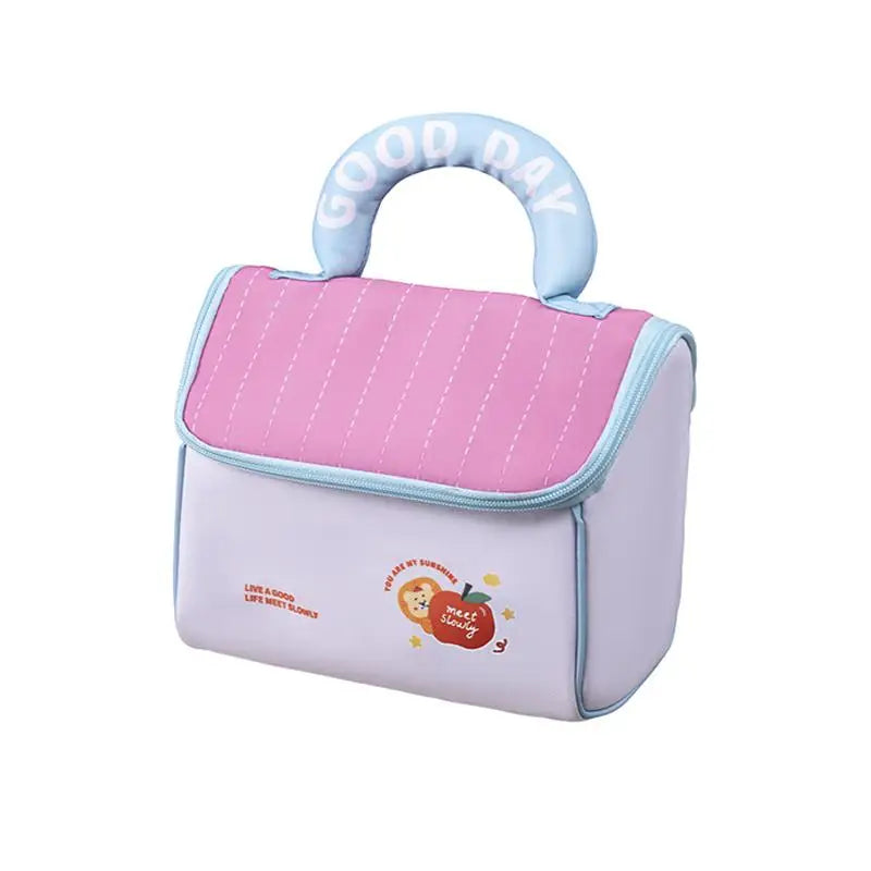 Cartoon Pattern Cute Hut Handbag Girls Large Capacity Cosmetic Organizer Portable Handheld Travel Toiletry Bag Peaceful Pleasures Health and Wellness Blue