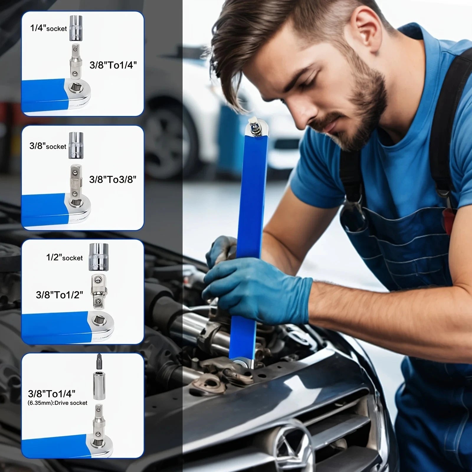 Professional Zero Offset Extension Wrench Motorcycle Repair Tool Tight Space Extension Tool 1/2 in. 1/4 in. 3/8 in.Home Tool Set Peaceful Pleasures Health and Wellness